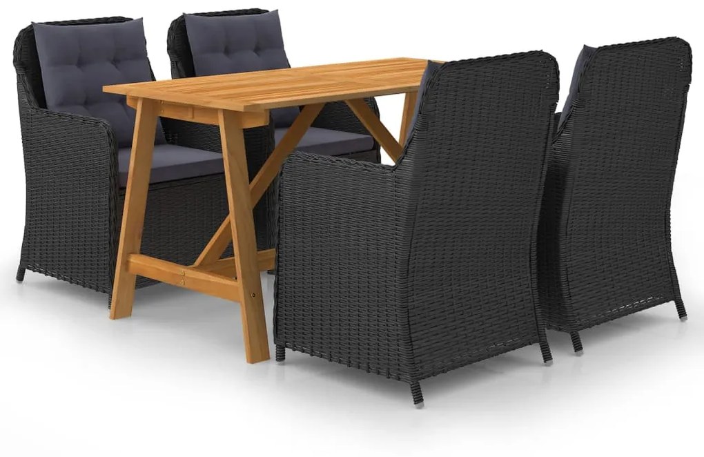 3068772 vidaXL Set de masă pentru grădină, 5 piese, negru