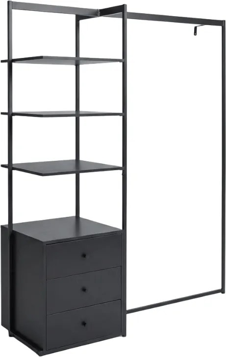 Suport pentru haine cu raft ARDEO 150x180 cm, negru