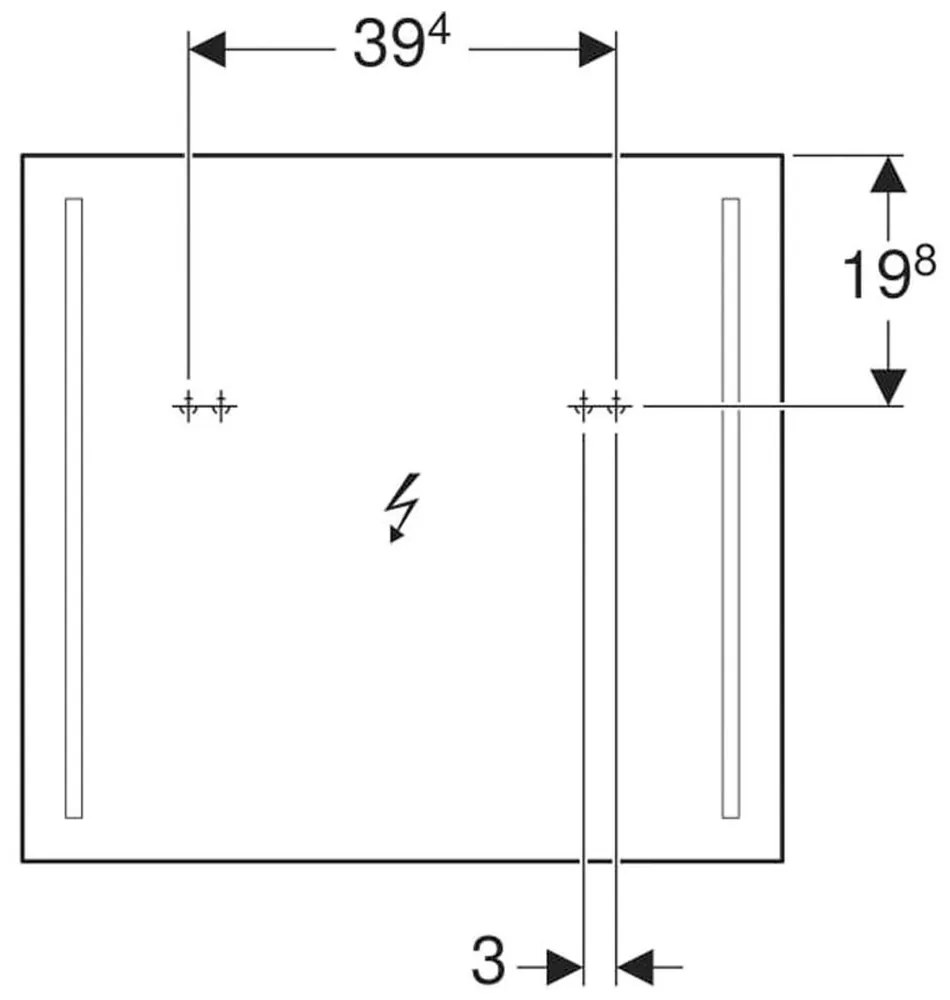 Oglinda dreptunghiulara 70 cm cu iluminare LED si dezaburire Geberit, Option Basic 700x650mm