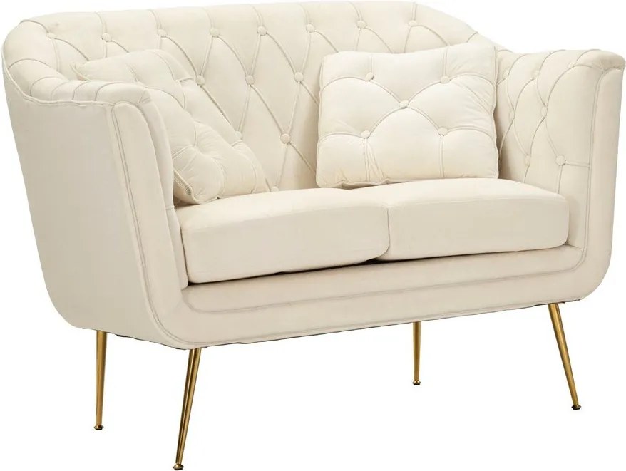 Canapea crem cu tapițerie din catifea 130 cm Budapest – Mauro Ferretti