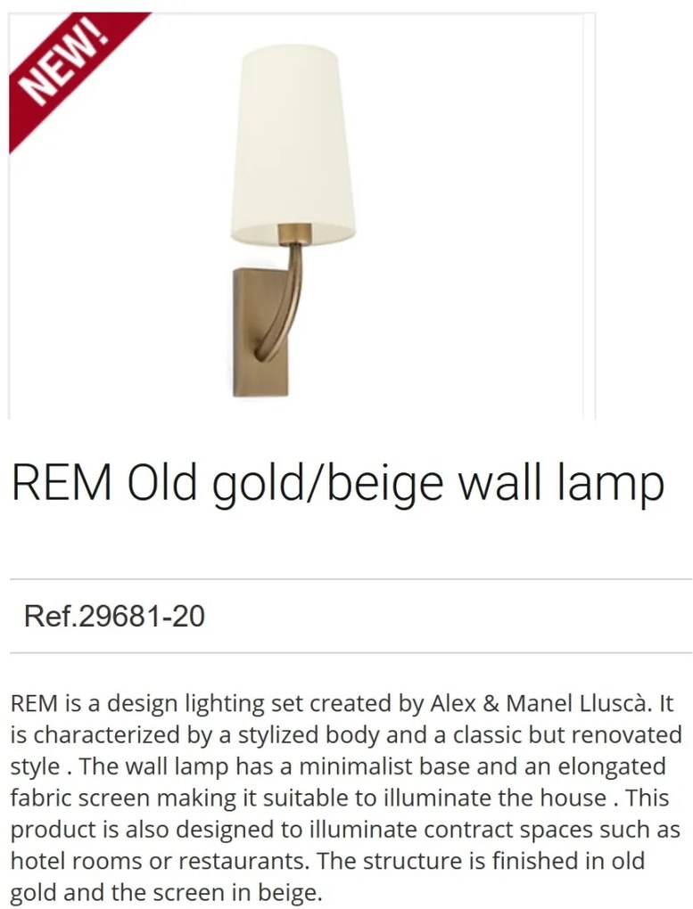 Aplica de perete eleganta design clasic REM auriu/bej