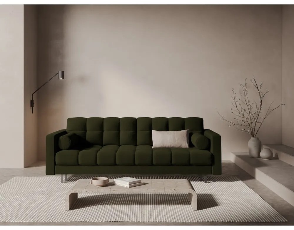 Canapea verde extensibilă, cu spațiu de depozitare 222 cm Bali – Cosmopolitan Design