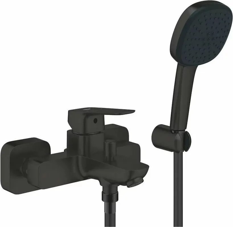 Baterie cada-dus Grohe Cubeo finisaj negru mat cu set de dus si para cu 2 functii