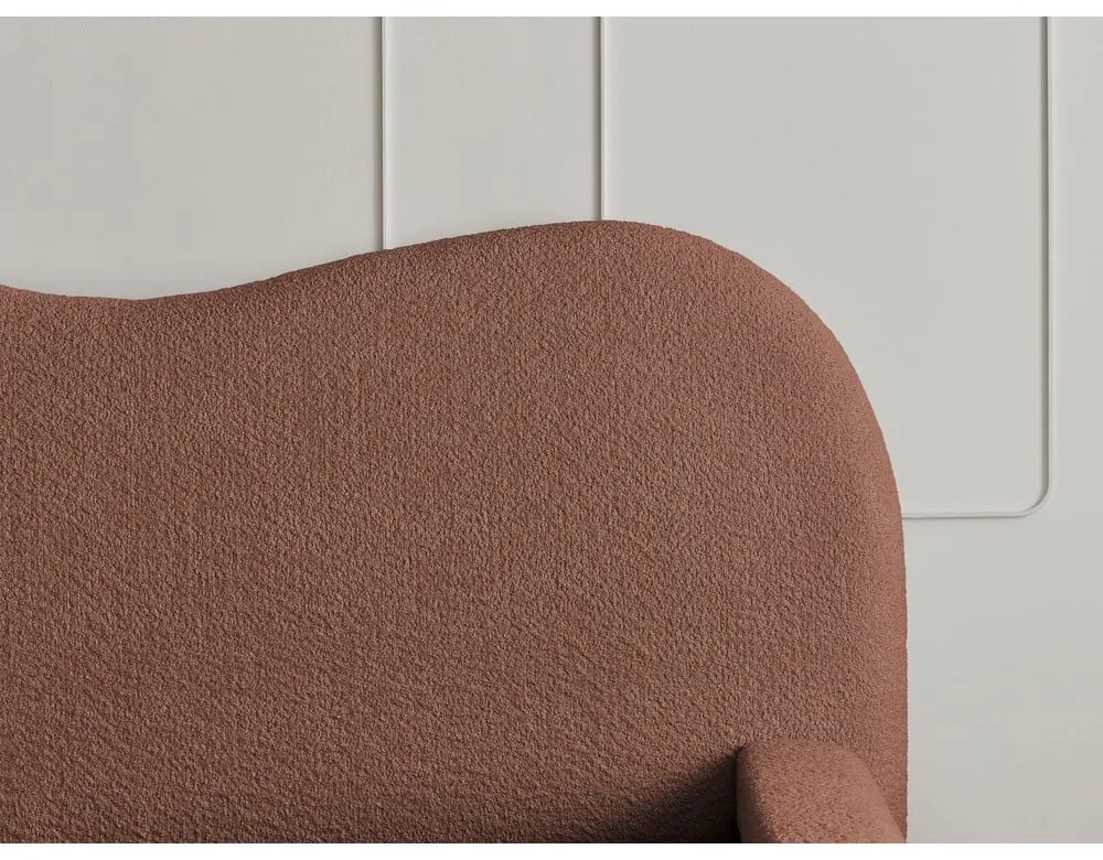 Pat matrimonial portocaliu tapițat cu spațiu de depozitare cu somieră 160x200 cm Orlane – Bobochic Paris