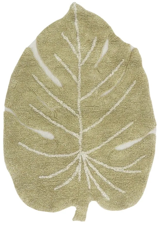 Covor pentru copii kaki lavabil/țesut manual din bumbac 75x100 cm Mini Monstera Olive – Lorena Canals