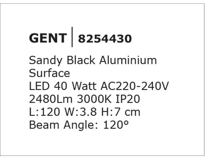 Lustra LED liniara GENT 120cm, negru