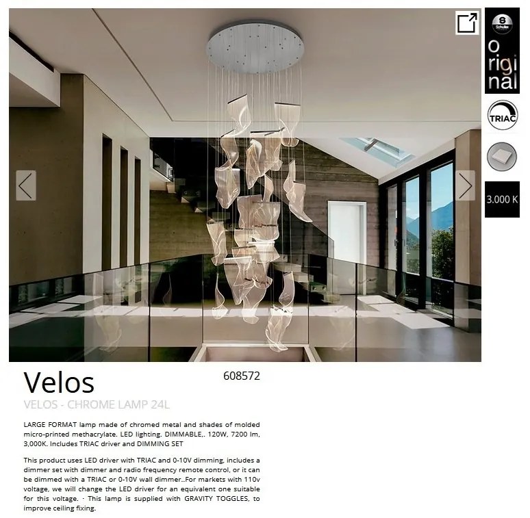Lustra LED casa scarii design ultra-moderna Velos crom