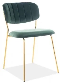 Scaun tapitat cu stofa si picioare metalice Carson I Velvet Verde / Auriu, l48xA55xH79 cm