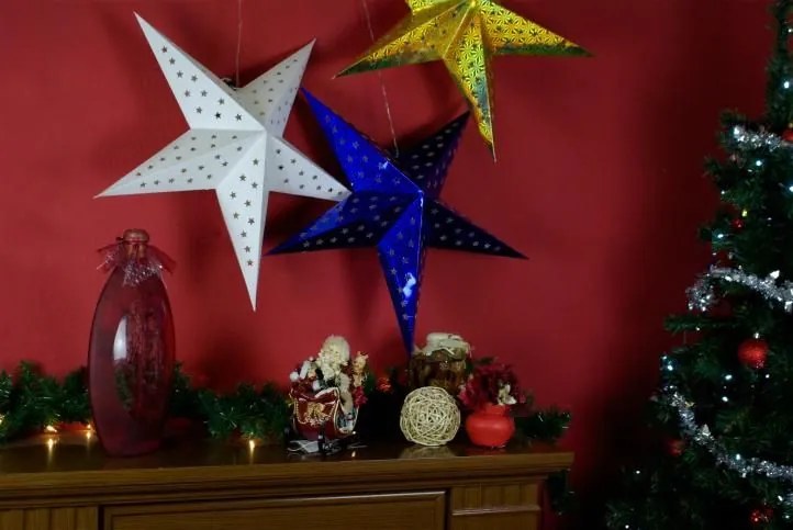 Stea luminoasă de Crăciun cu temporizator 60 cm, 10 LED, roșu