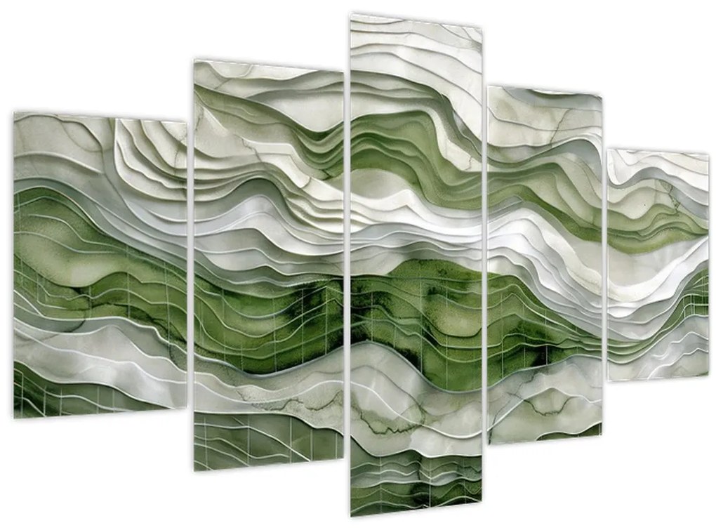 Tablou - Undele verzi și albe (150x105 cm)