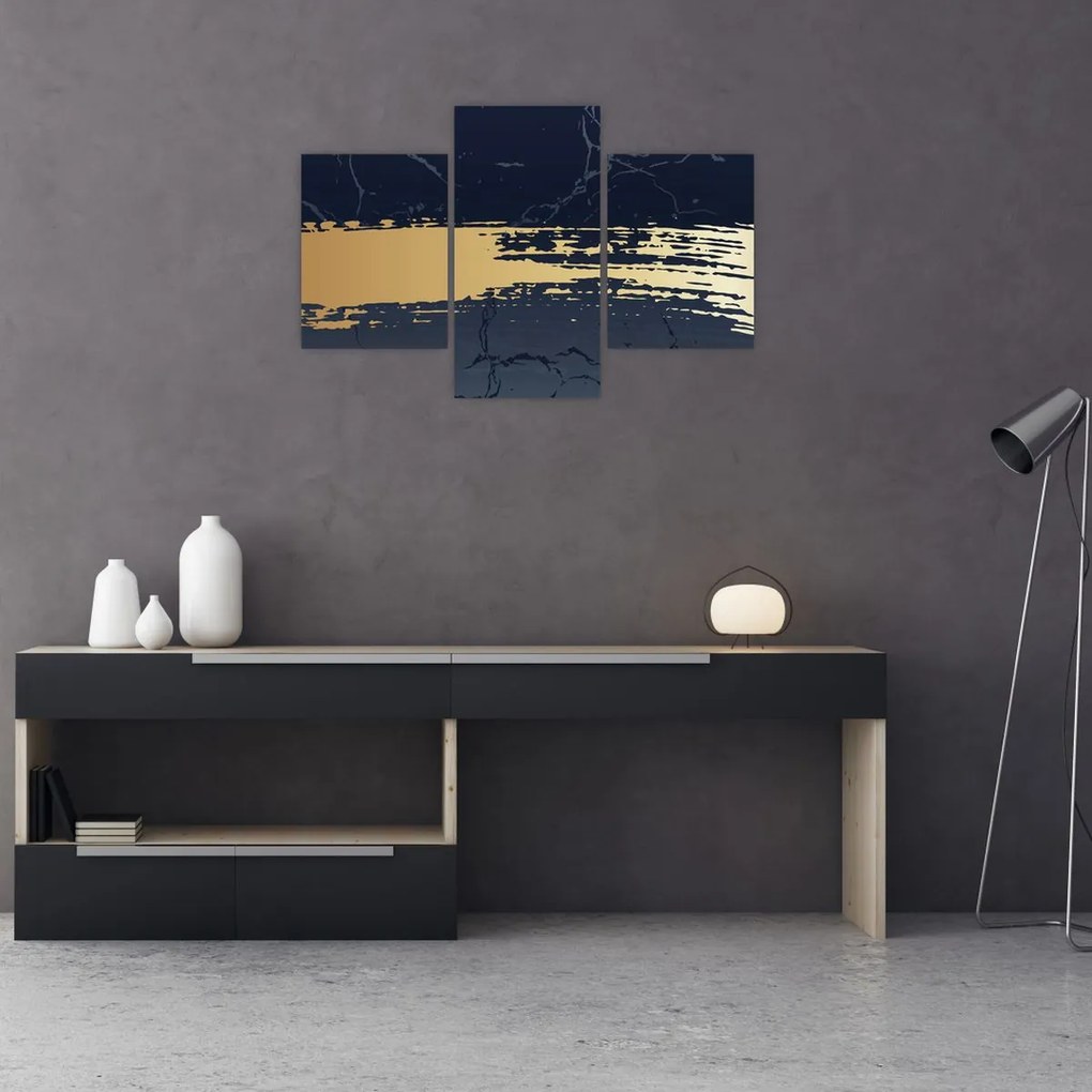 Tablou - Albastru și aur abstracție N⁰2 (90x60 cm)