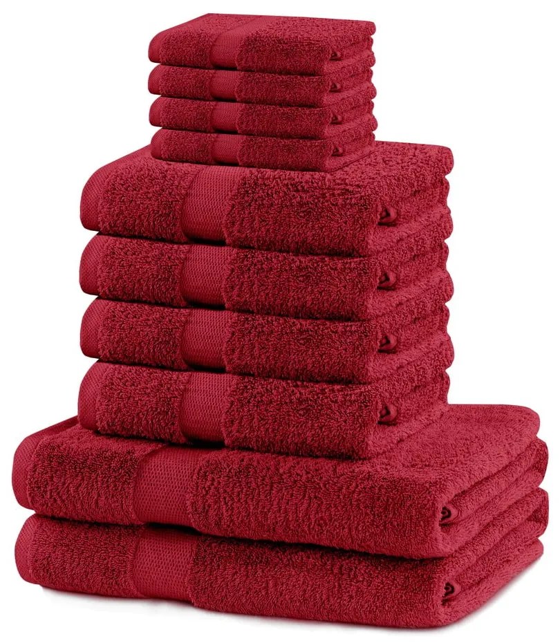 Prosoape de baie roșii 10 buc. din bumbac din frotir Marina – Restilo
