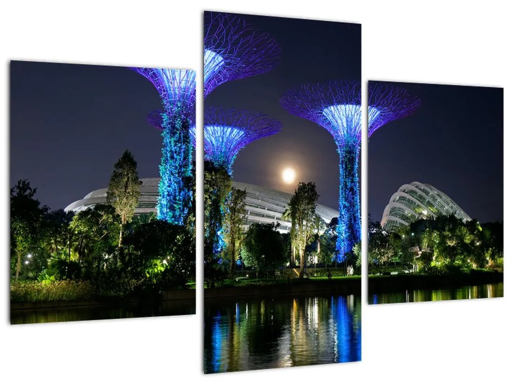 Tablou cu lună plină în grădinile din Singapur (90x60 cm)