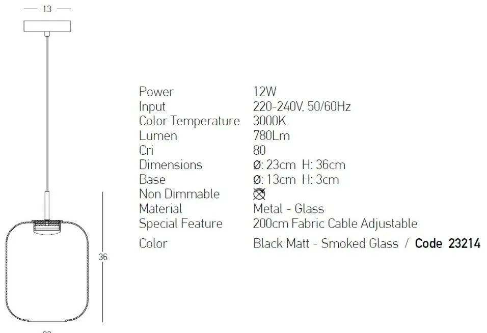 Pendul LED design decorativ Chloe II fumuriu