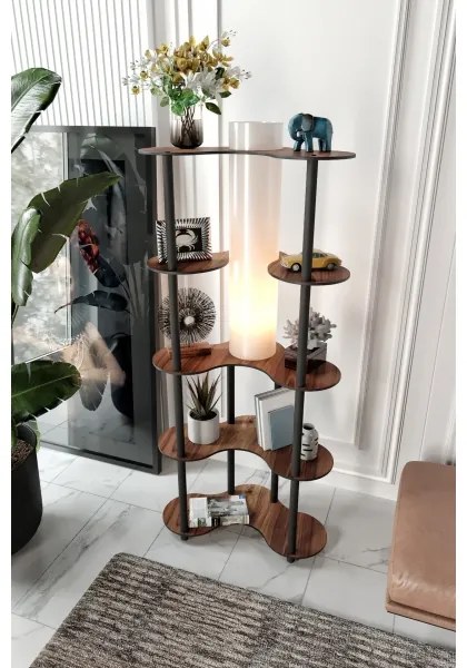 Lampadar cu rafturi 1xE27/40W/230V 150 cm negru/maro