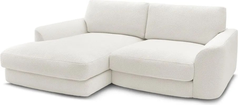 Colțar alb cu tapițerie din țesătură bouclé (cu colț pe partea stângă/cu șezlong) Leonore – Bobochic Paris