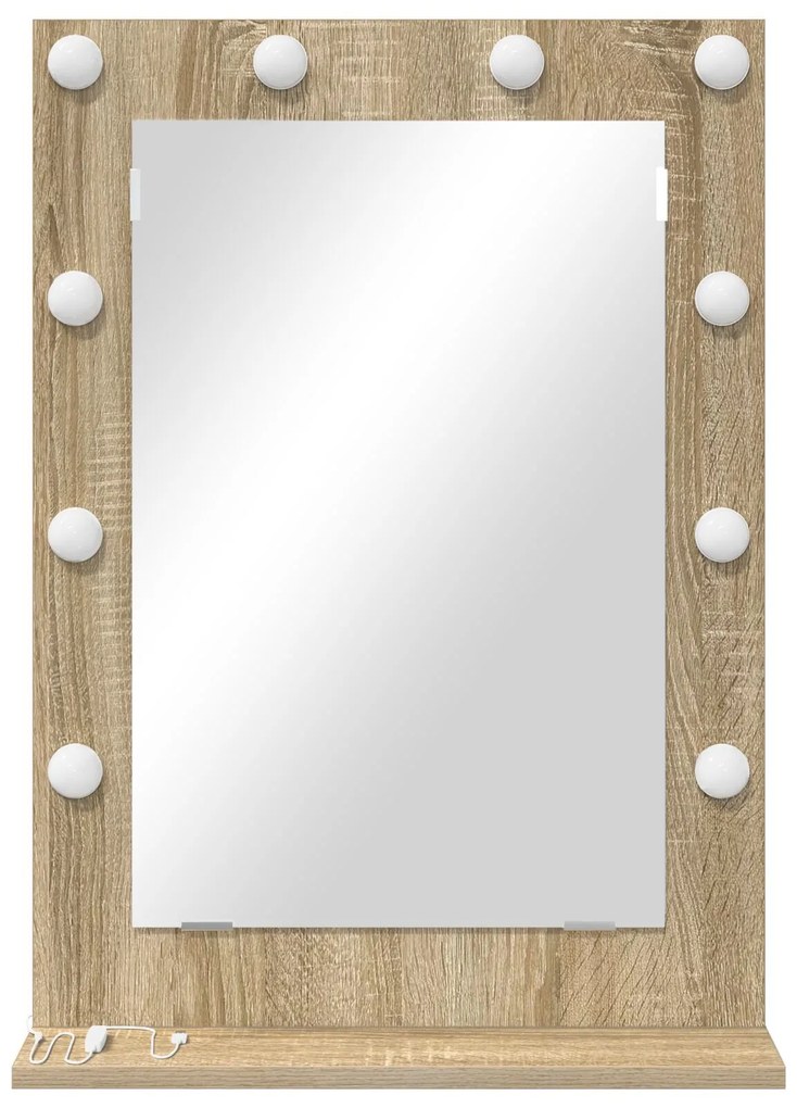 vidaXL Oglindă de Toaletă Stejar Sonoma MDF, Sticlă 70 x 50 x 18 cm