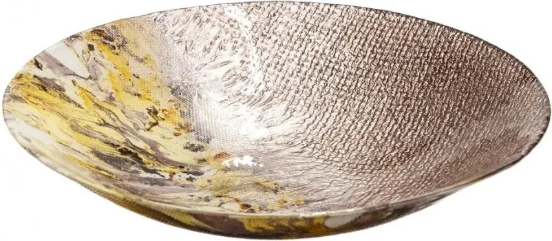 Platou decorativ din sticla Centro Galben-gri, 40cm SX-105310