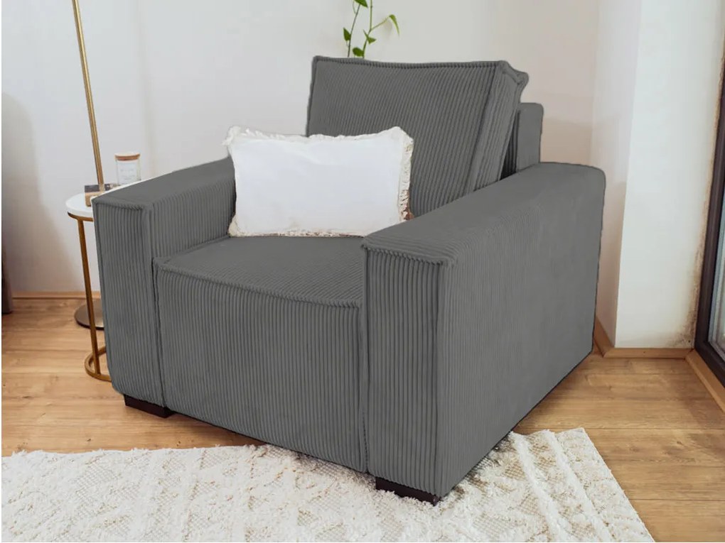 Fotoliu cu taburet SMART SET, gri inchis