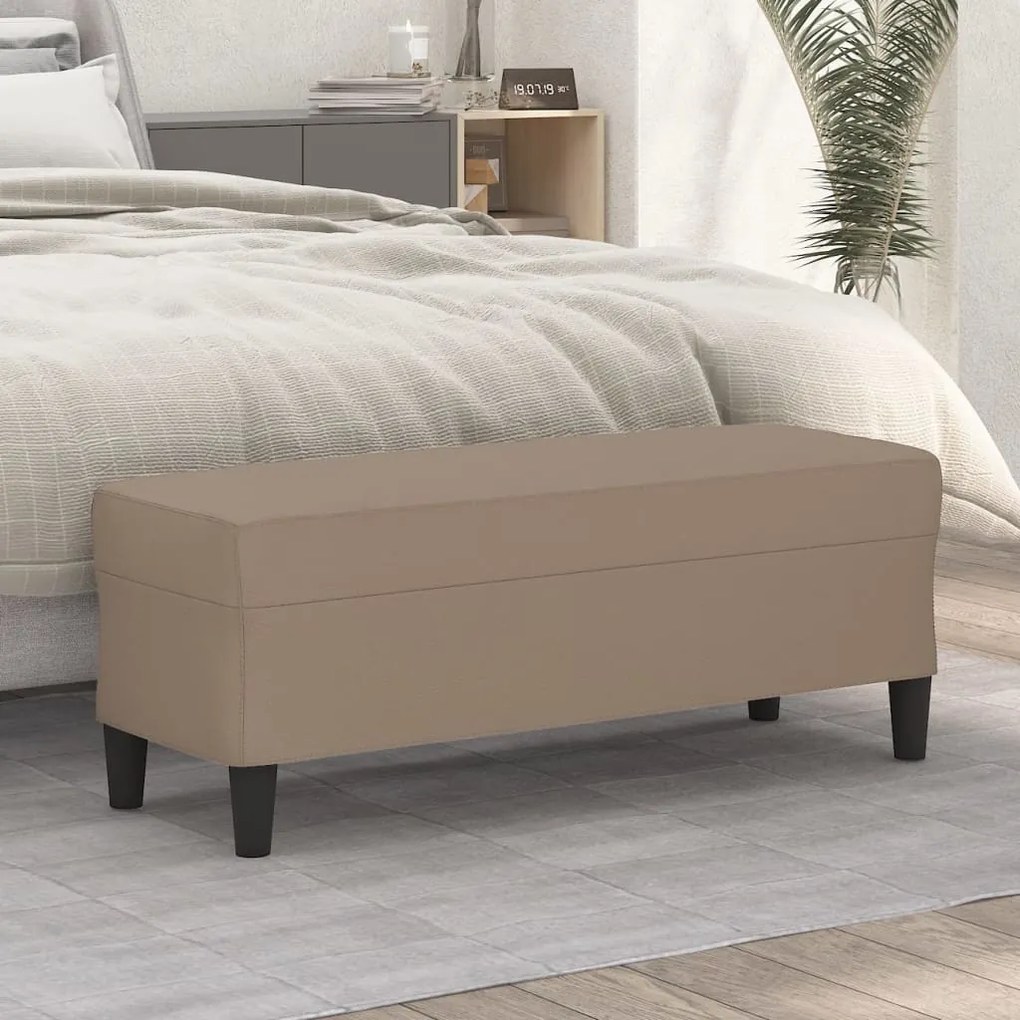 349420 vidaXL Bancă, cappuccino , 100x35x41 cm, piele ecologică