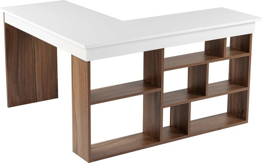 Birou cu aspect de lemn de nuc 120x130 cm Vesper – Kalune Design