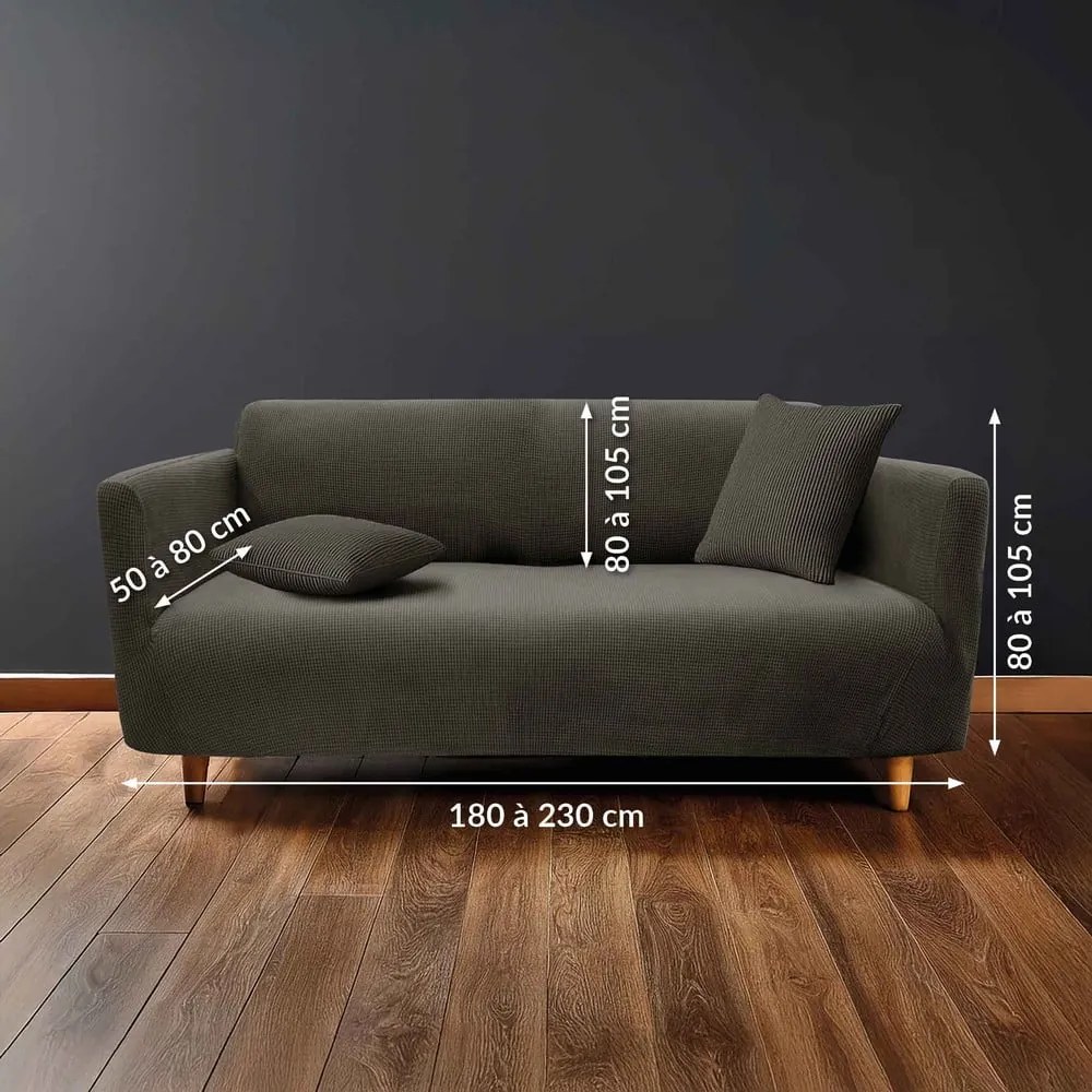 Husă gri antracit elastică pentru canapea cu 3 locuri Sacha – douceur d'intérieur