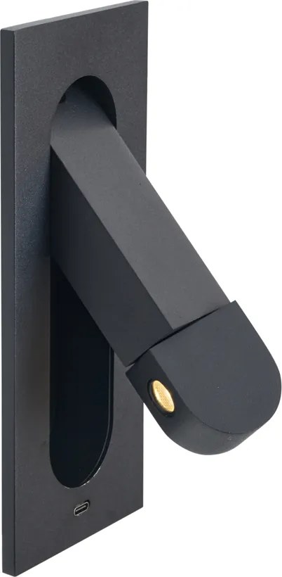 Set de 2 Aplice Moderne Negre Incl. LED și Port USB-C - Hilton