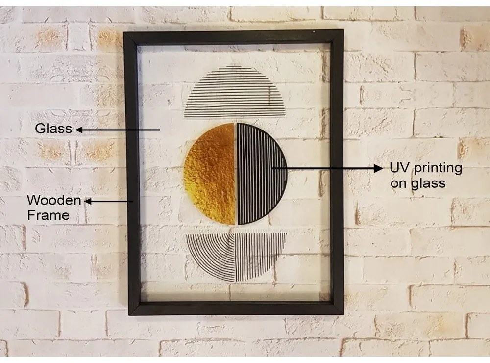 Tablou din sticlă cu ramă neagră Vavien Artwork Shapes II., 32 x 42 cm