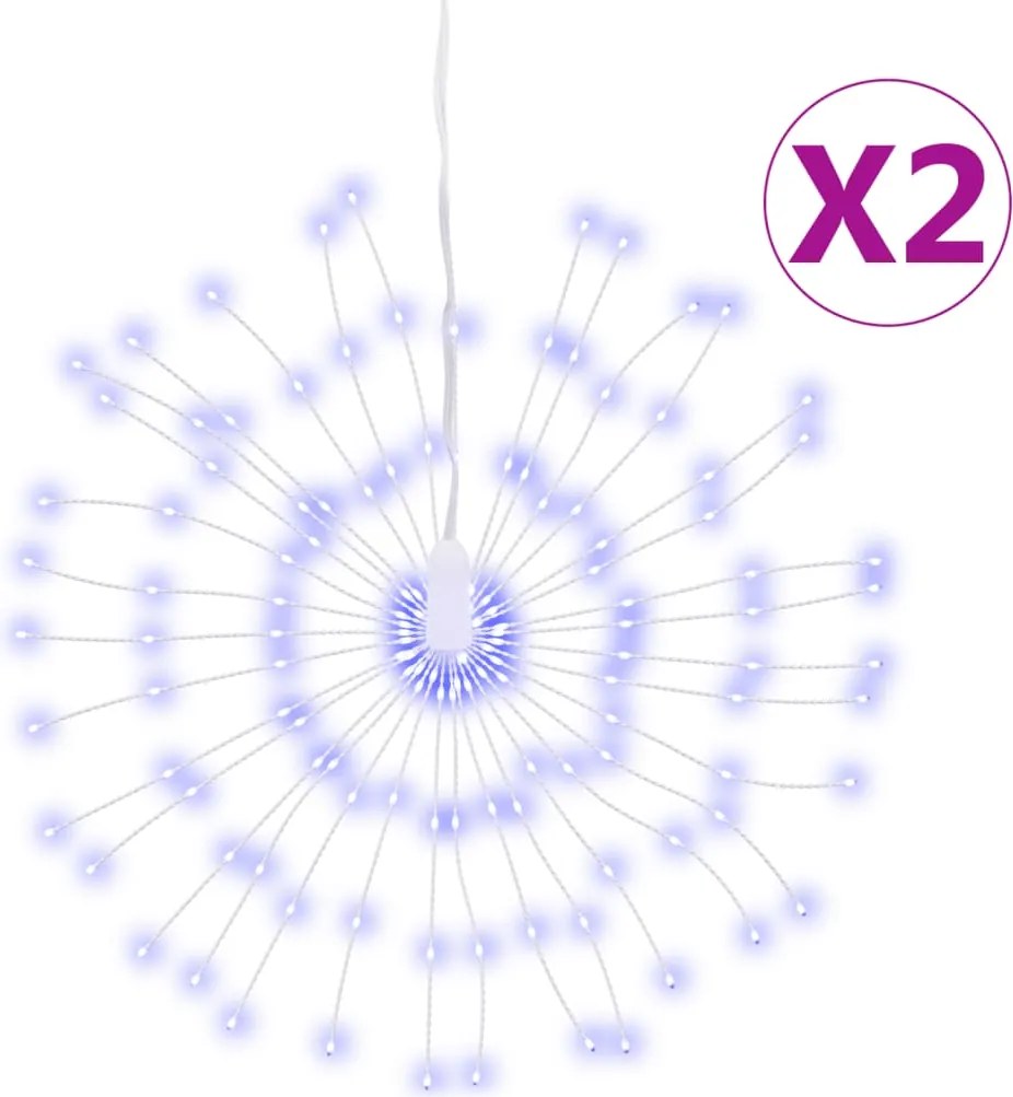 vidaXL Lumină stelară de Crăciun 140 LED-uri, 2 buc., albastru, 17 cm