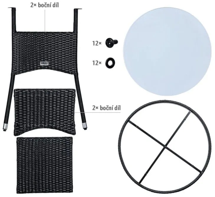 STILISTA Masă din polirattan, 80 x 80 x 75 cm, crem