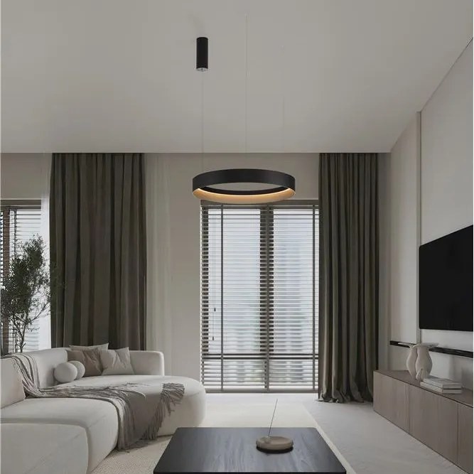 Lustra circulara aluminiu negru/auriu LED CCT LUMIA 60cm