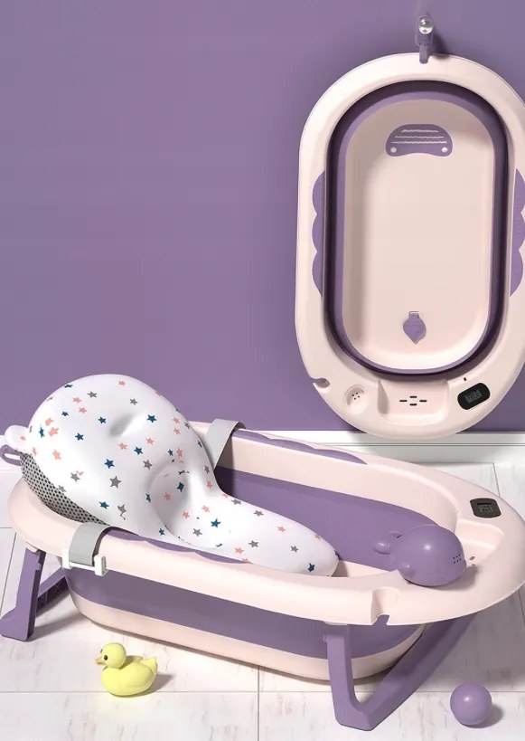 Cada de baie pliabilă pentru copii VAIANA PREMIUM cu pernă - mai multe culori Violet