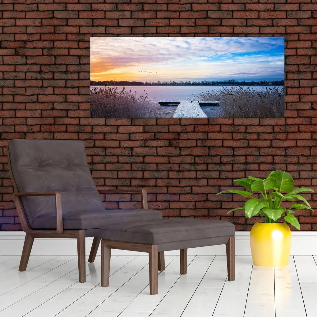 Tablou - Lac înghețat, Ełk, Mazury, Polonia (120x50 cm)