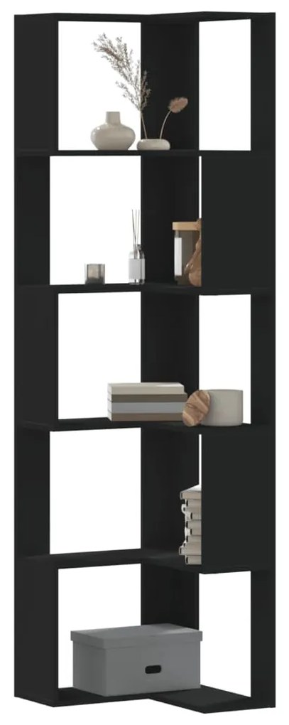 vidaXL Bibliotecă 5 niveluri negru 50x50x179cm lemn prelucrat
