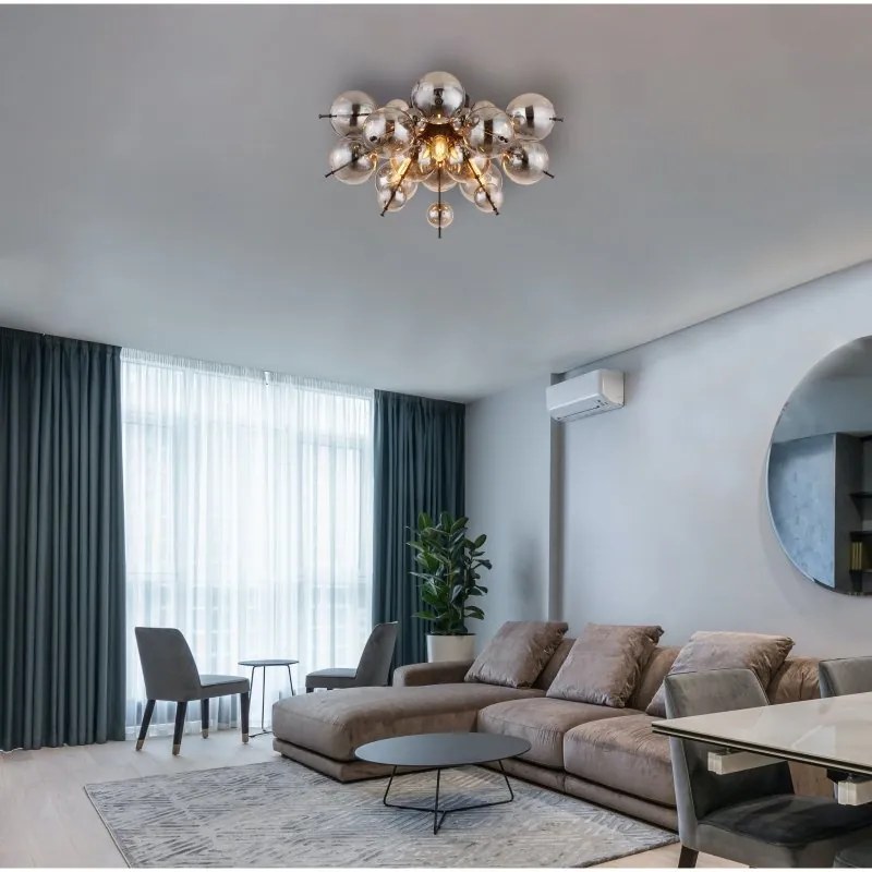 Lustra aplicata design modern UDO 3L negru/fumuriu