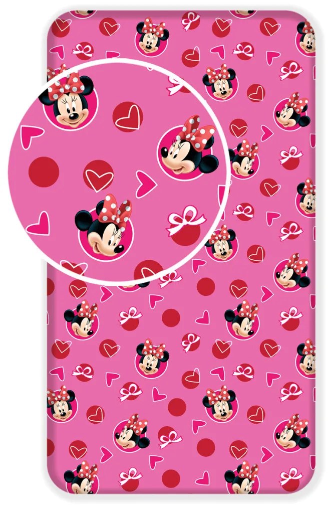 Disney Minnie Hearts cearșaf cu elastic 90x200 cm
