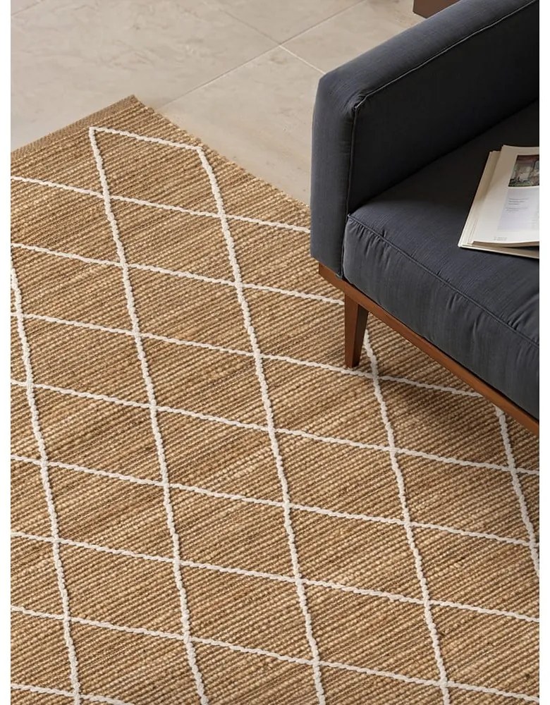 Covor în culoare naturală țesut manual din iută 80x150 cm Kunu – Hanse Home