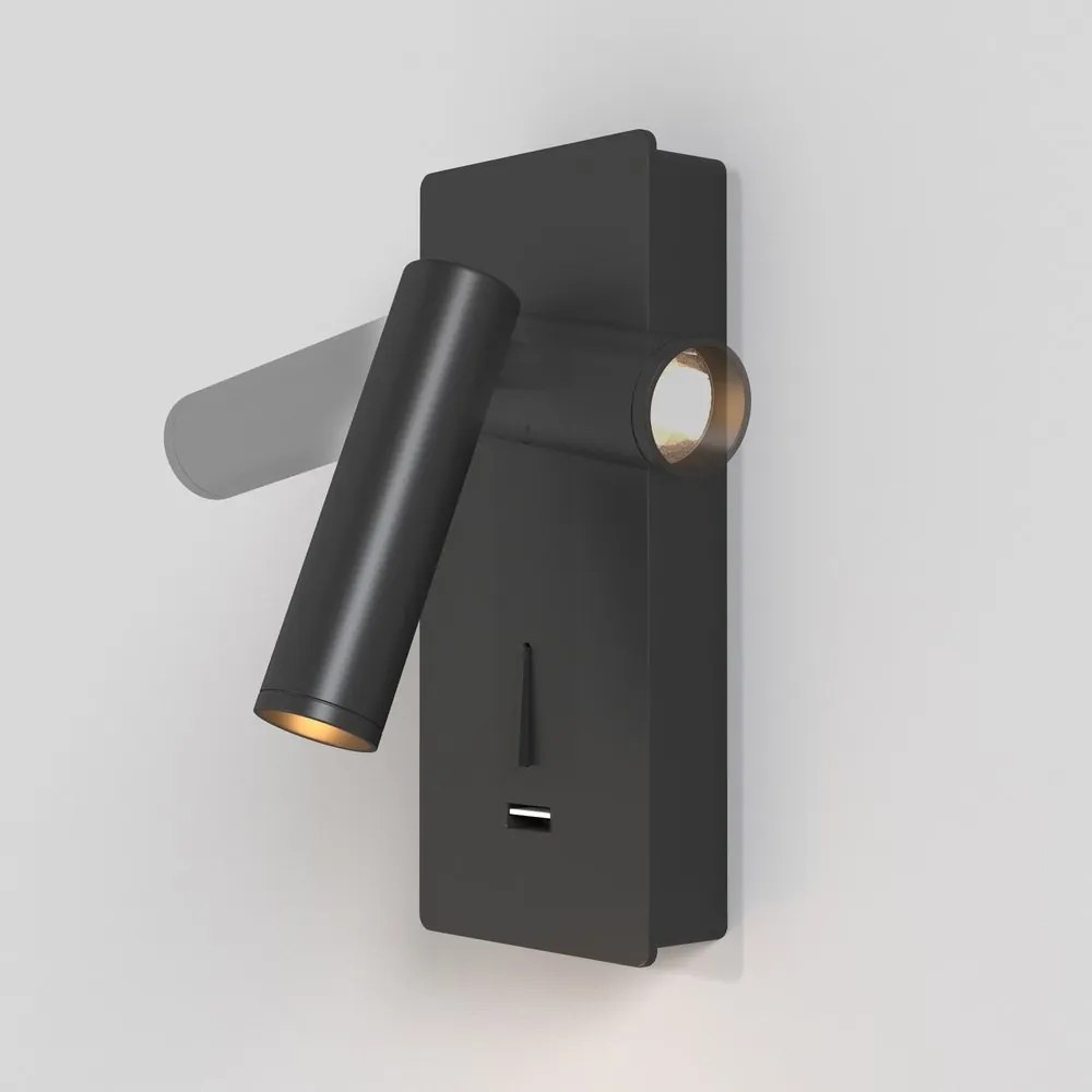 Aplica de perete cu spot LED directionabil si port USB Mirax negru