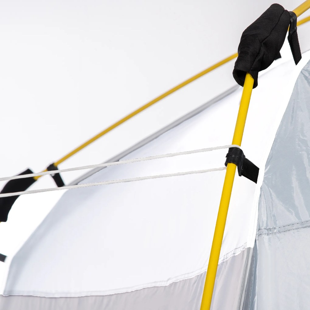 Outsunny Cort de camping, cort pop up în formă de dom pentru 4 persoane, cu 4 uși 4 ferestre geantă de transport inclusă pentru camping trekking alb gri | Aosom Romania