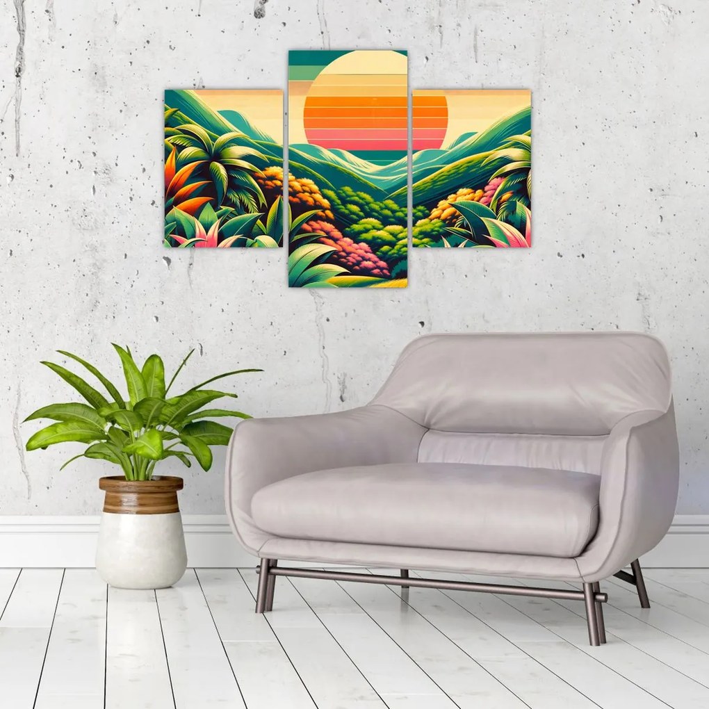 Tablou - Apus de soare multicolor (90x60 cm)