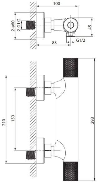 Baterie termostatică de duș Cersanit S951-583 ZEN negru