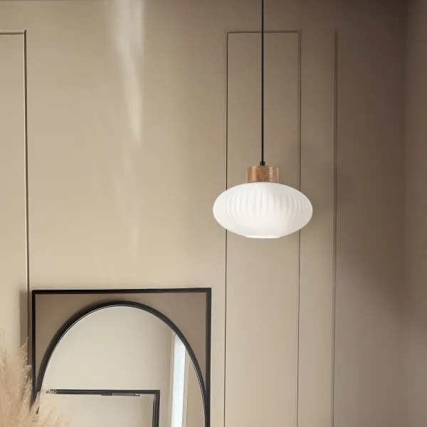 Lustră pe cablu HARMONY 1xE27/15W/230V d. 25 cm alb/stejar