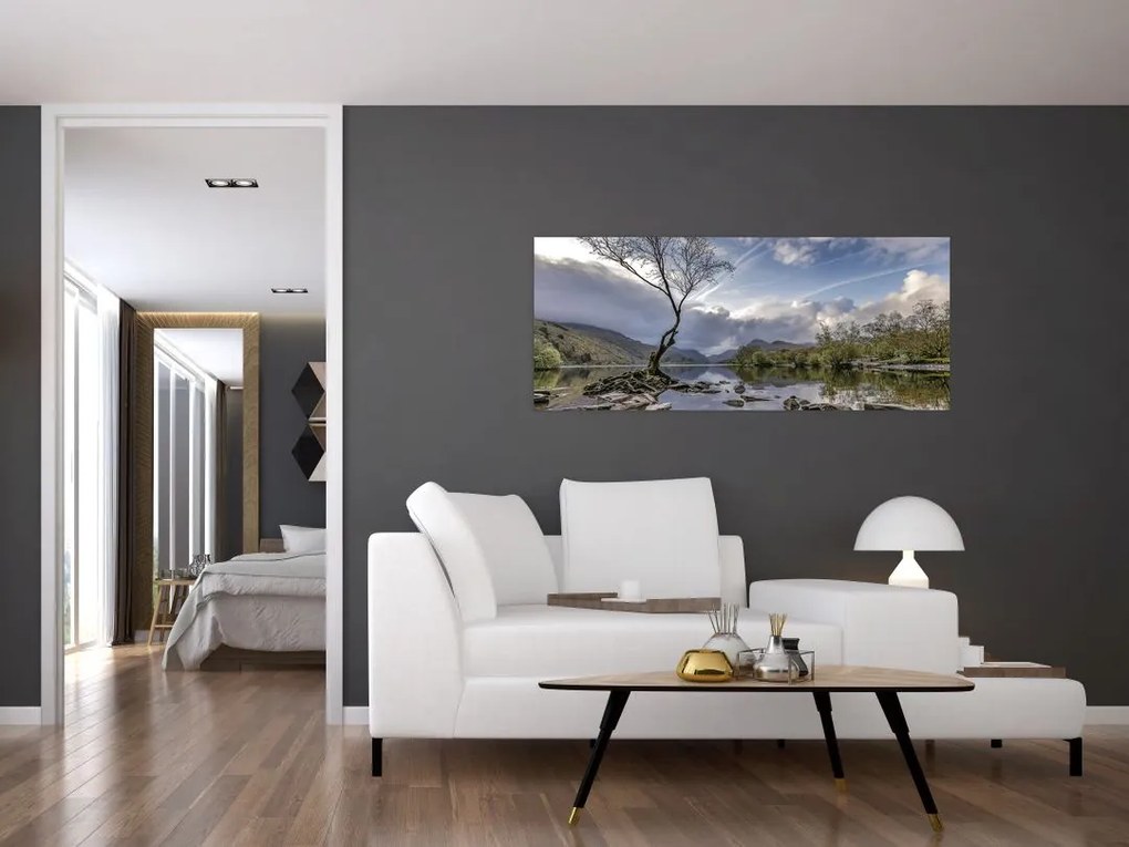 Tablou cu râu și copac (120x50 cm)