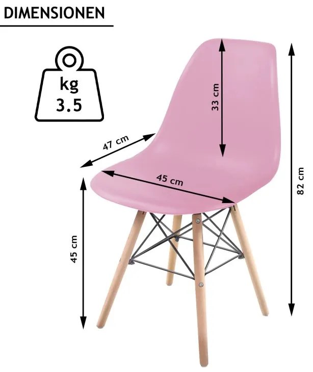 Set de 2x scaune de luat masă din plastic, roz