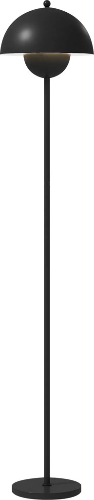 HOMCOM Lampă de podea pentru living modernă cu abajur în formă de cupă Comutator la picior Soclu E27 Fără bec Ø30x155 cm Negru | Aosom Romania