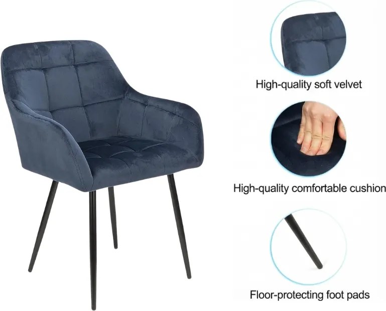 Fotoliu de sufragerie LOREN VELVET gri cu picioare negre