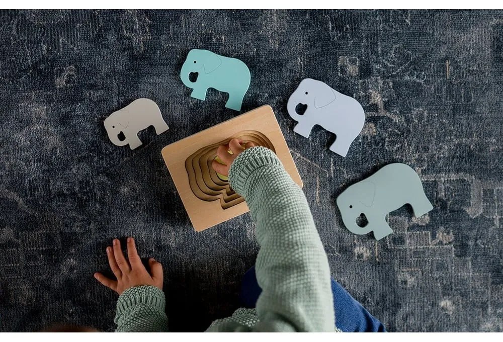 Puzzle din lemn pentru copii Kindsgut Elefant