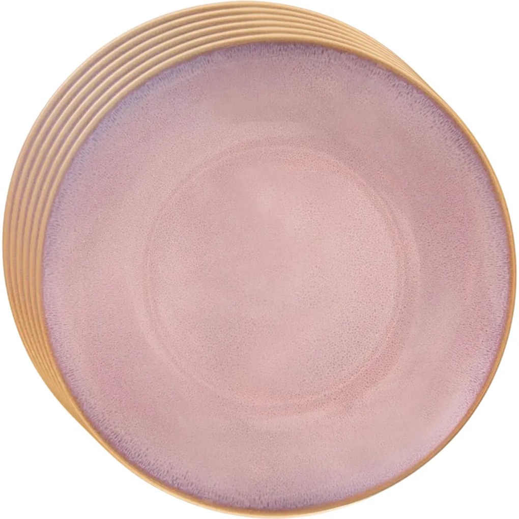 Orion Set de farfurii ceramice adânci Glaze roz 27cm, 6 buc.