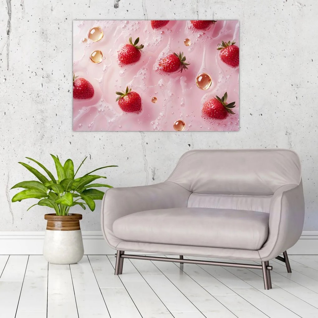 Tablou - Căpșuni în bule (90x60 cm)
