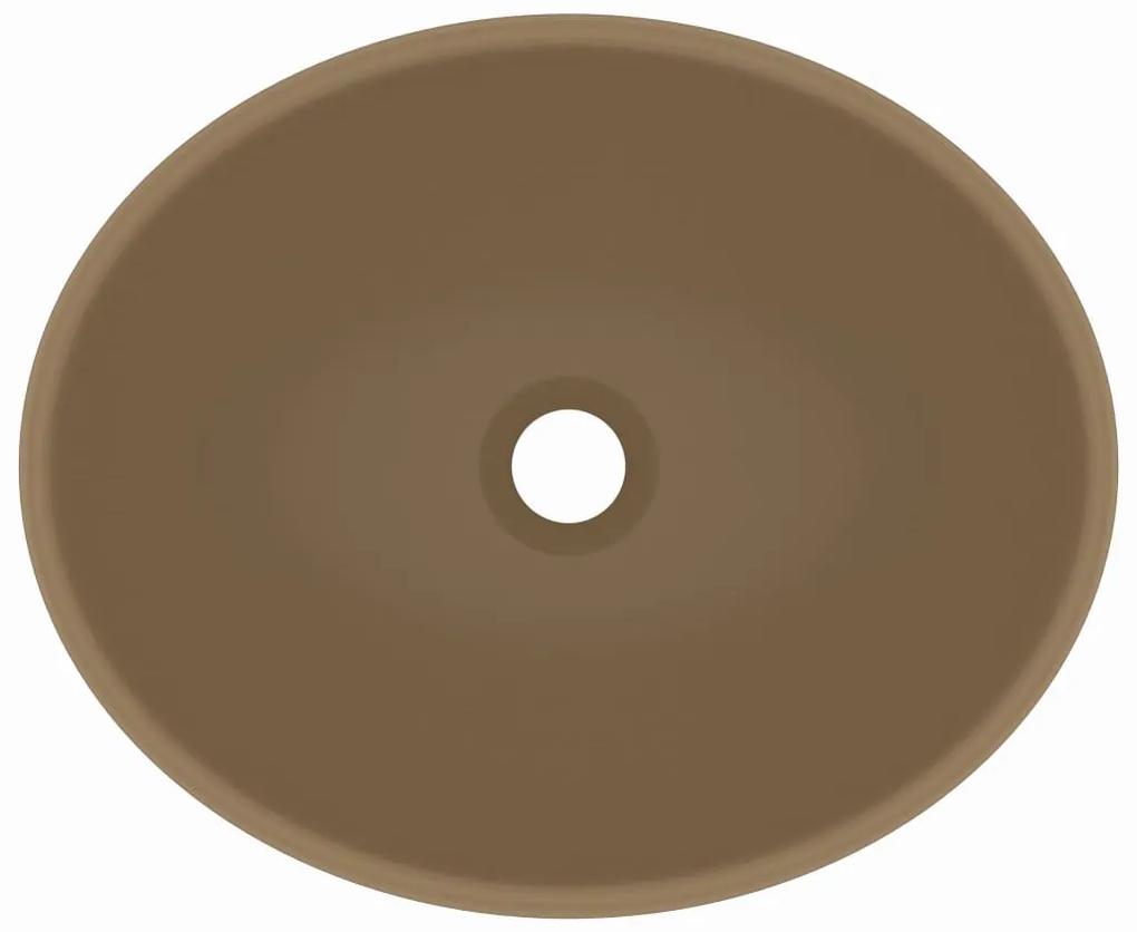 Chiuveta de lux, crem mat, 40 x 33 cm, ceramica, forma ovala matte cream